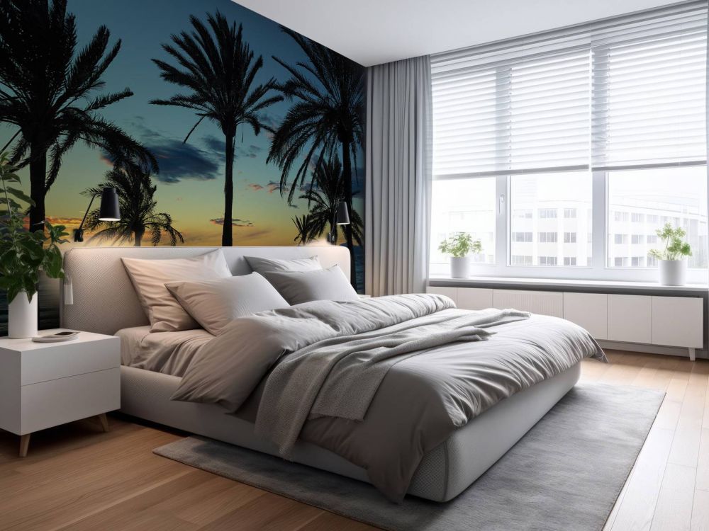 Palmbomen bij zonsondergang