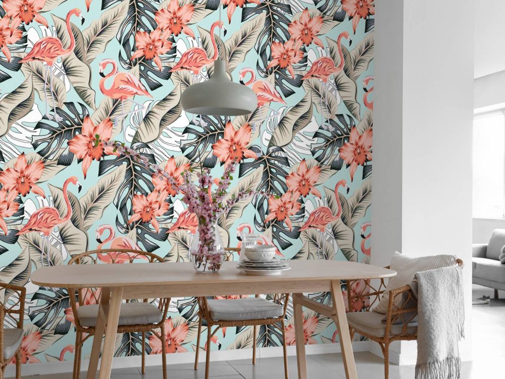 Tropische roze flamingo