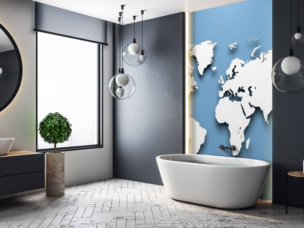 3D Wereldkaart blauw