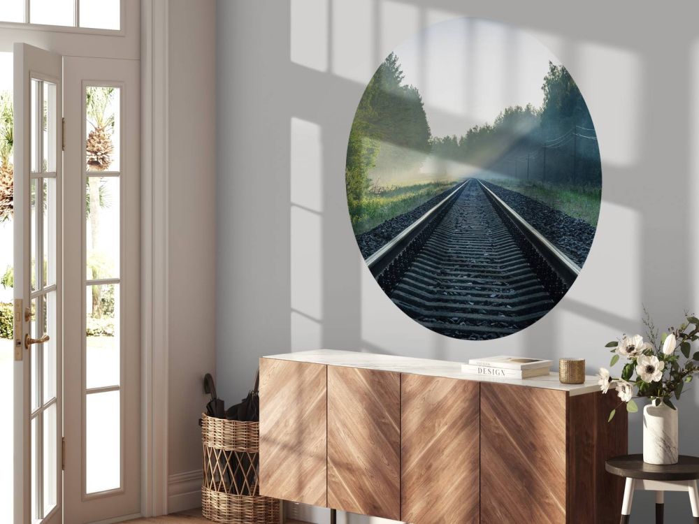 Treinrails door het bos