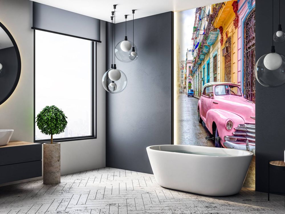 Roze vintage auto