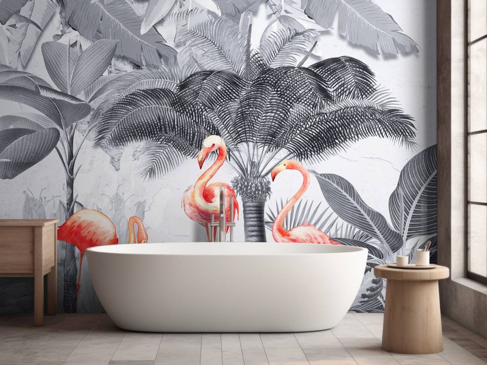 Jungle met flamingo's