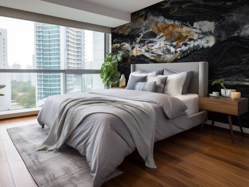 Zwart marmer met reliëf