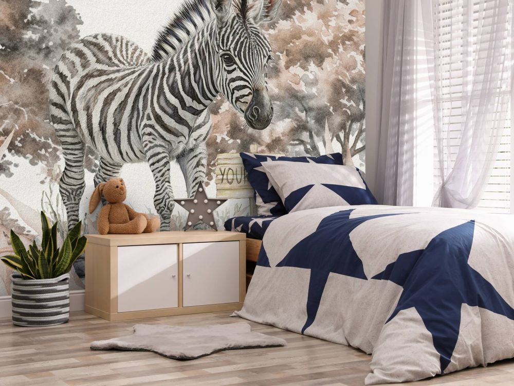 Jonge zebra in de natuur taupe