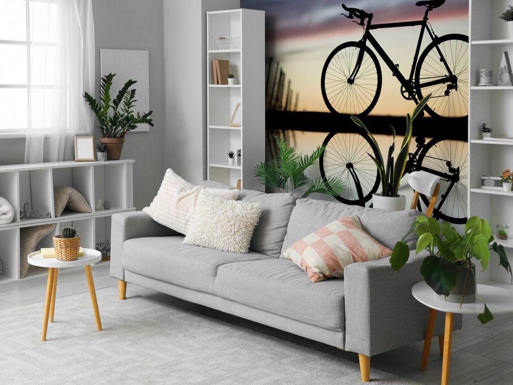 Racefiets bij zonsondergang