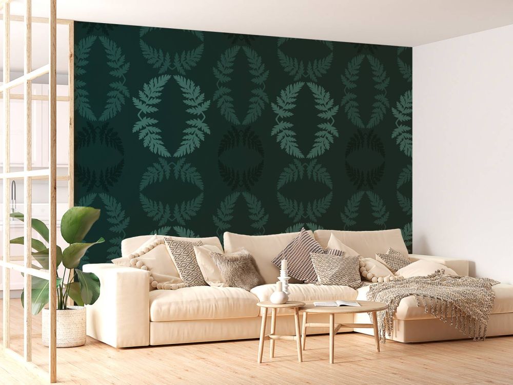 Groen patroon met takje hemlock
