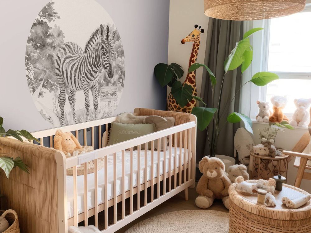 Jonge zebra in de natuur beige