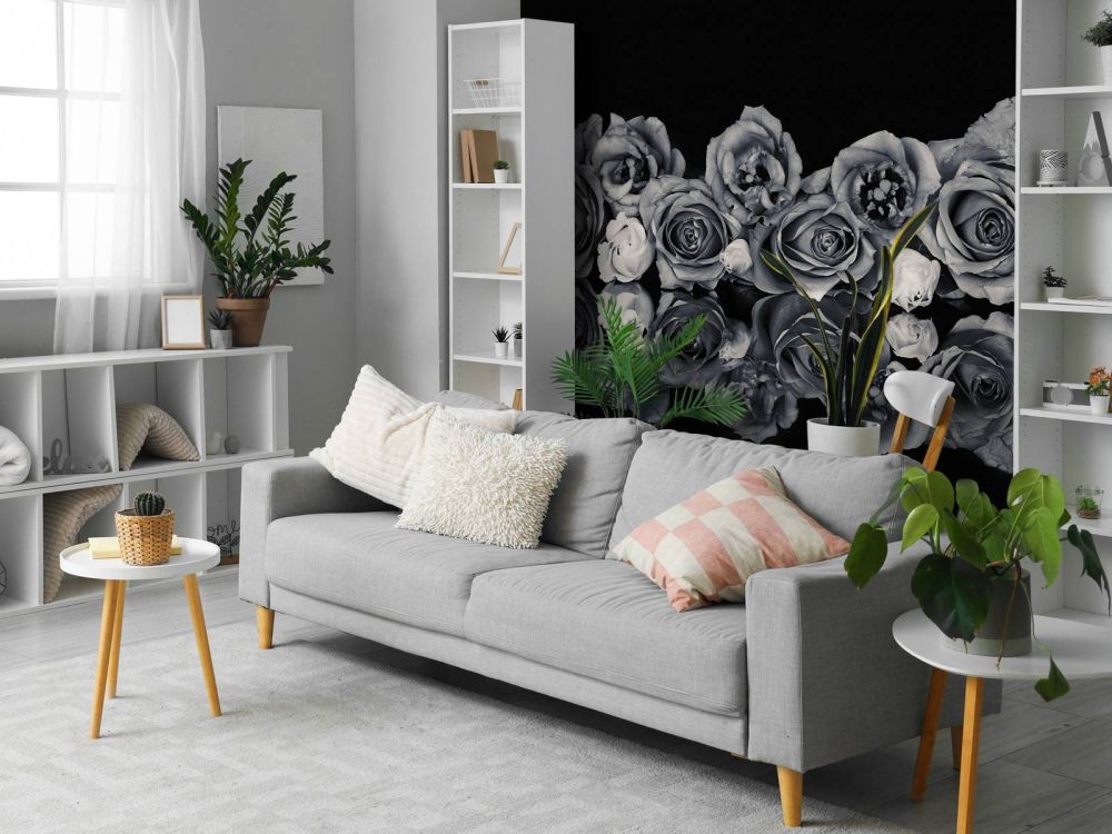 Rozen boeket zwart-wit