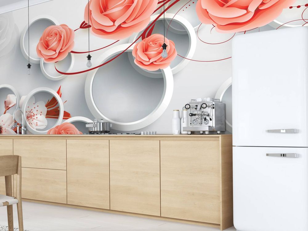 3D cirkels en bloemen