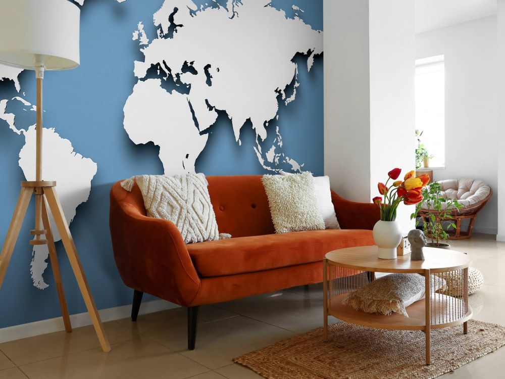 3D Wereldkaart blauw