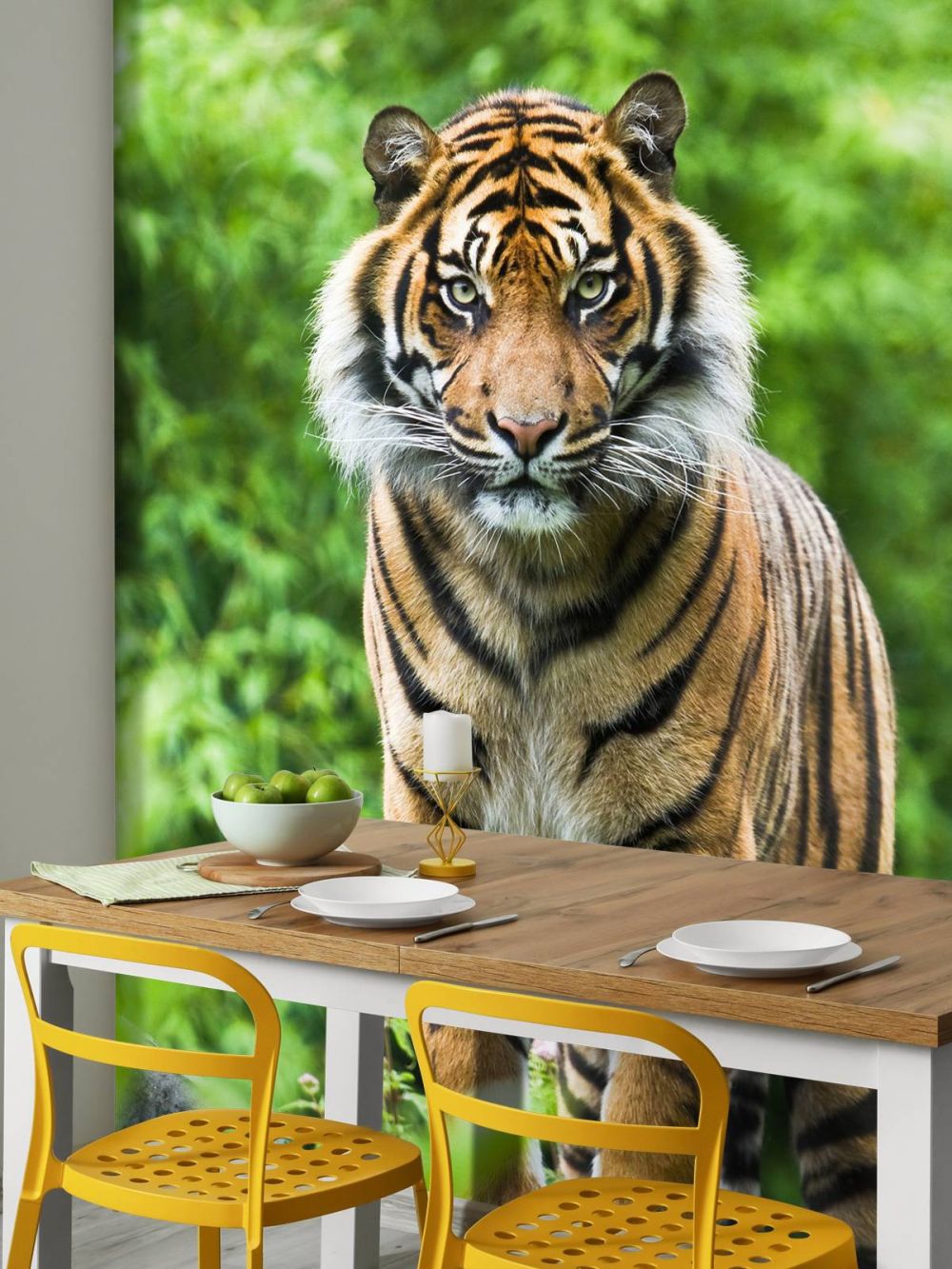 Tijger die op een steen staat