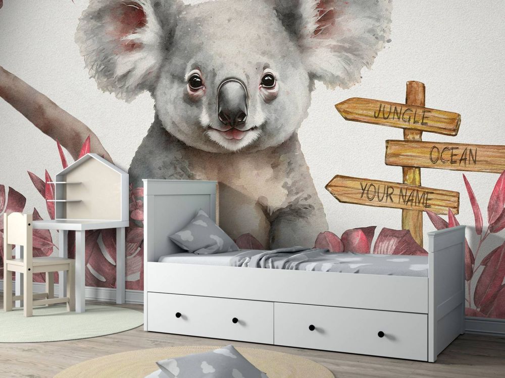 Baby koala in de jungle roze