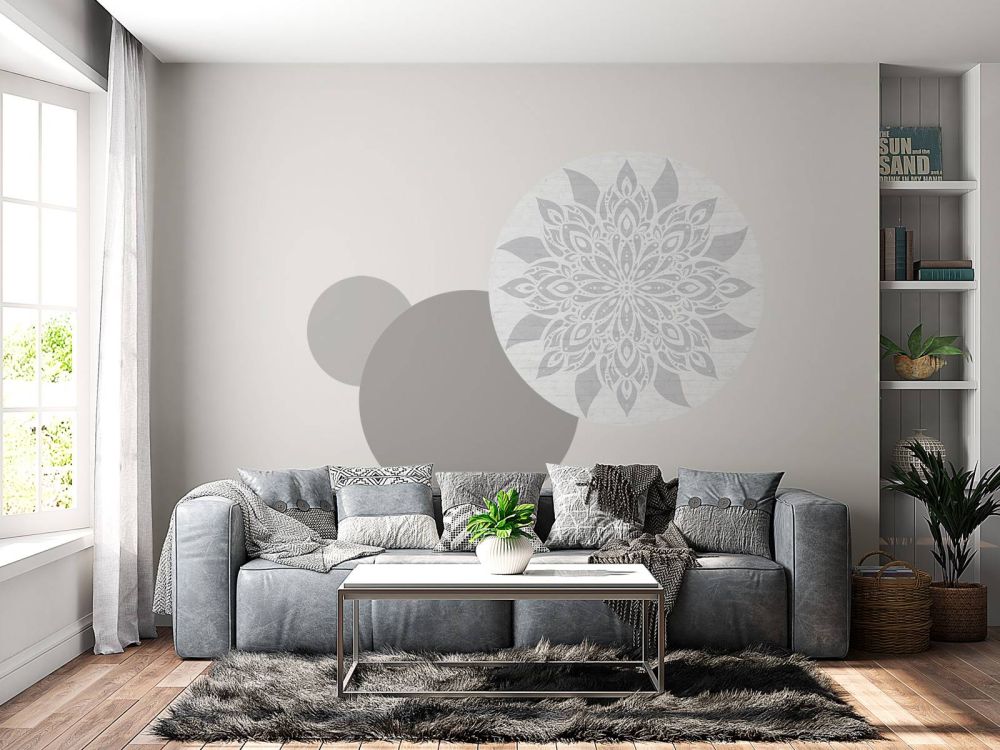 Zachtgrijze Mandala Bloem