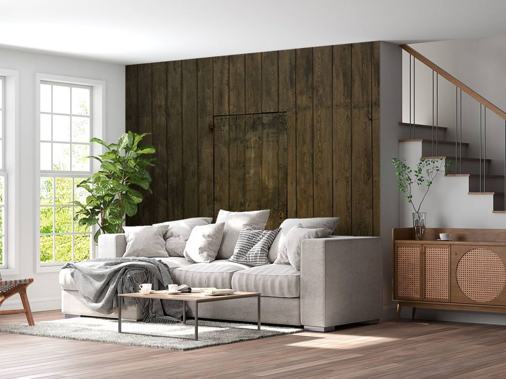 Houten muur met deur