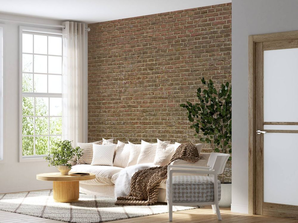 Stenen muur met strak voegwerk
