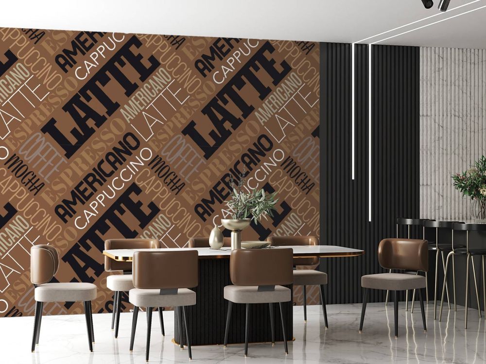 Behang met koffie teksten