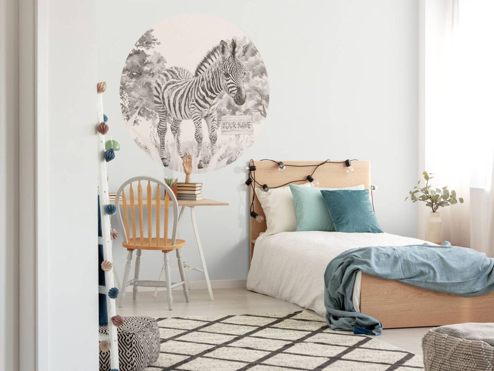 Jonge zebra in de natuur beige