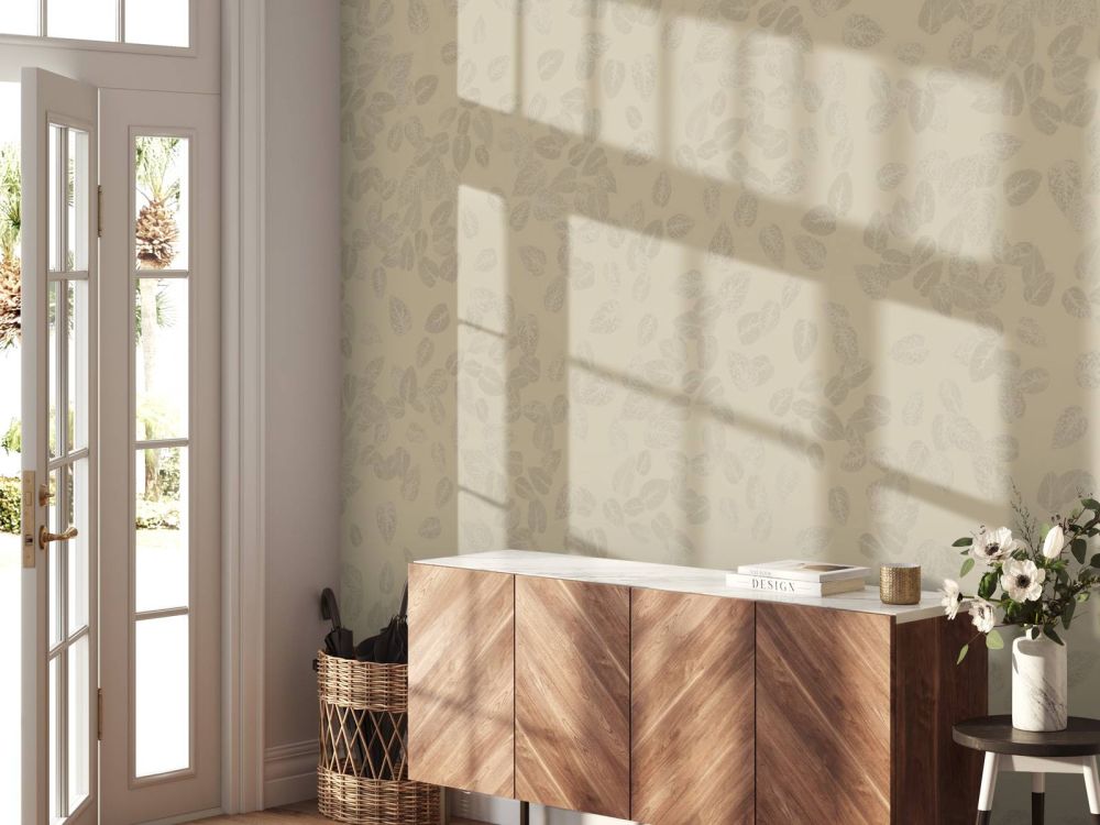 Kleine blaadjes op beige