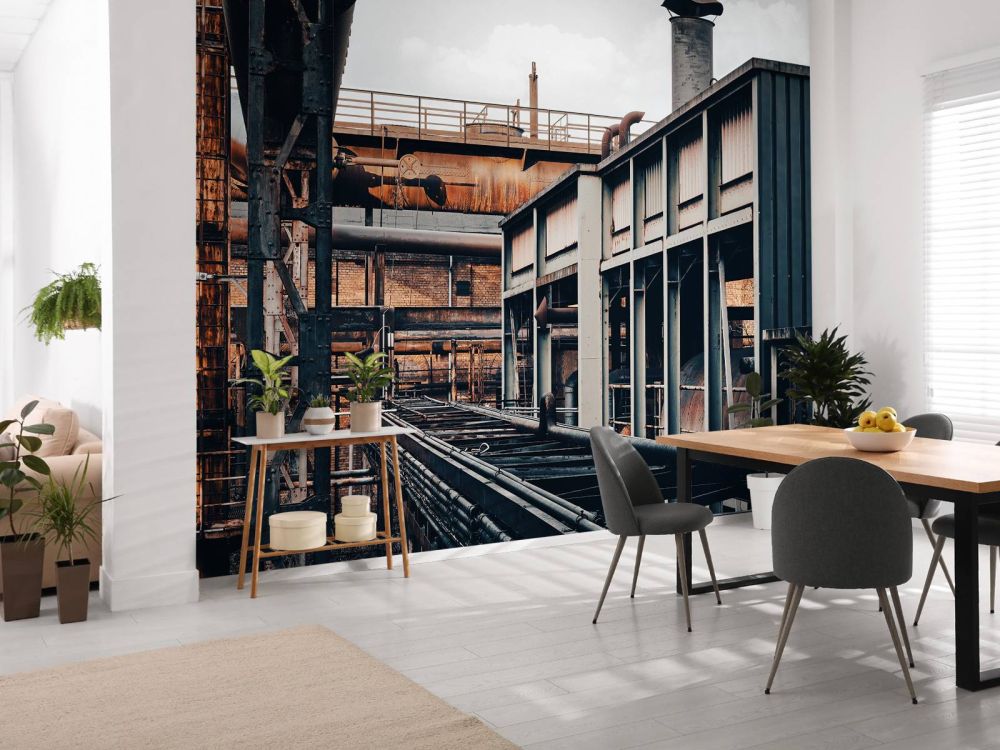 Rails bij oude een fabriek