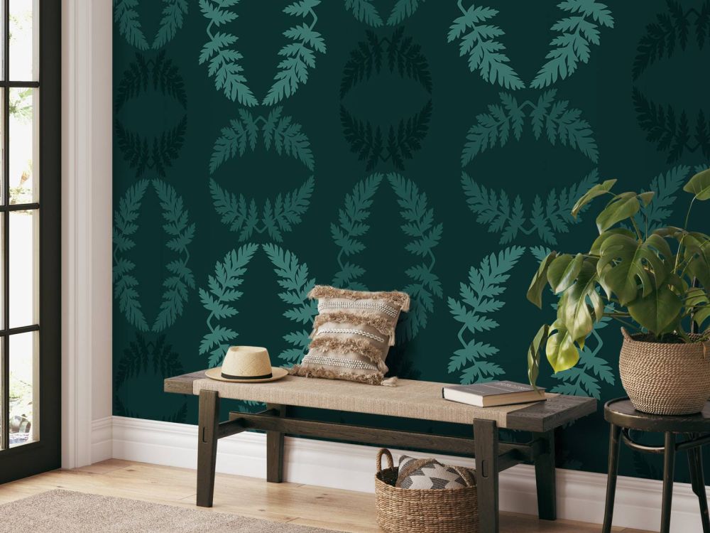 Groen patroon met takje hemlock