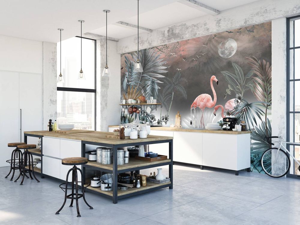 Flamingo's in de nacht