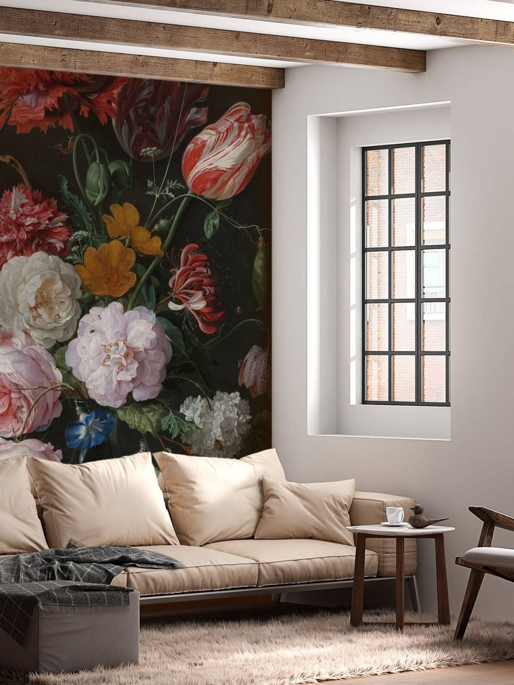 Stilleven met bloemen in een glazen vaas