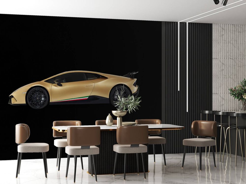 Lamborghini Huracán - Zijkant, zwart