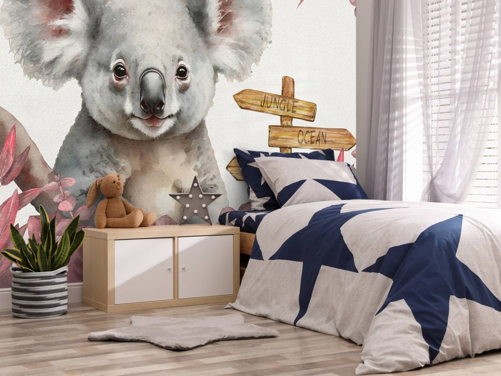 Baby koala in de jungle roze