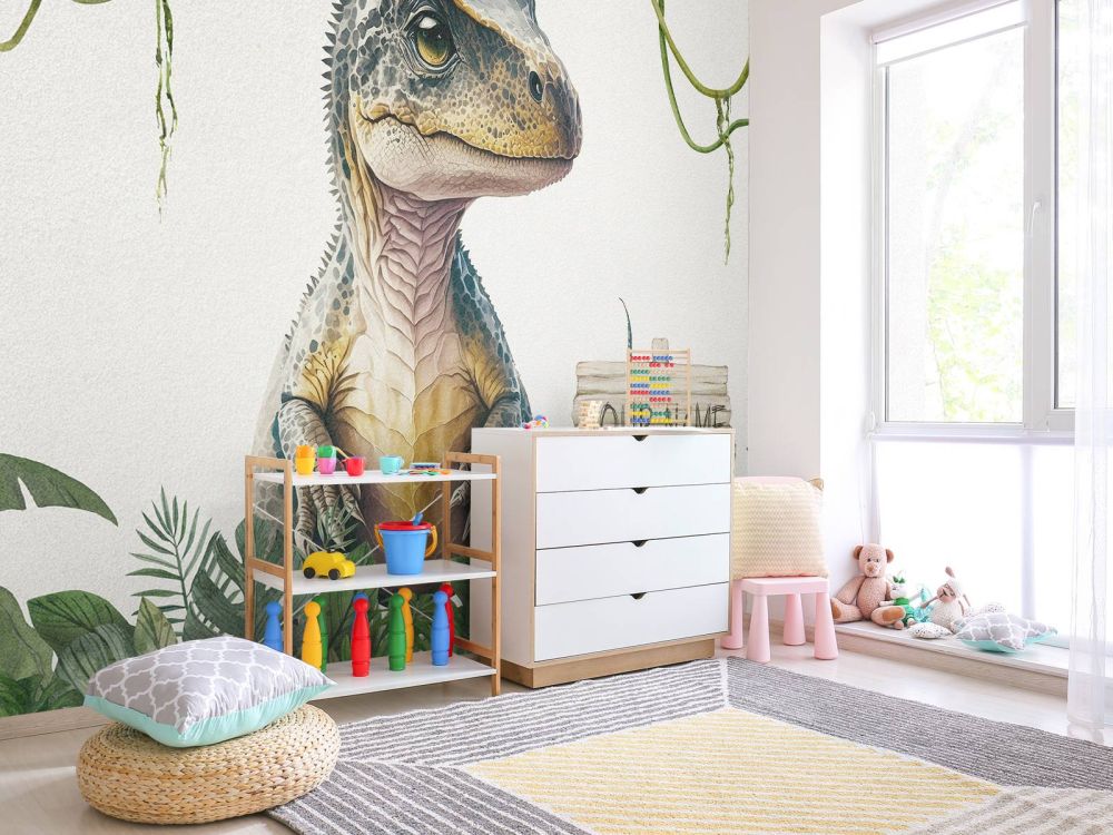 Baby t-rex in de jungle