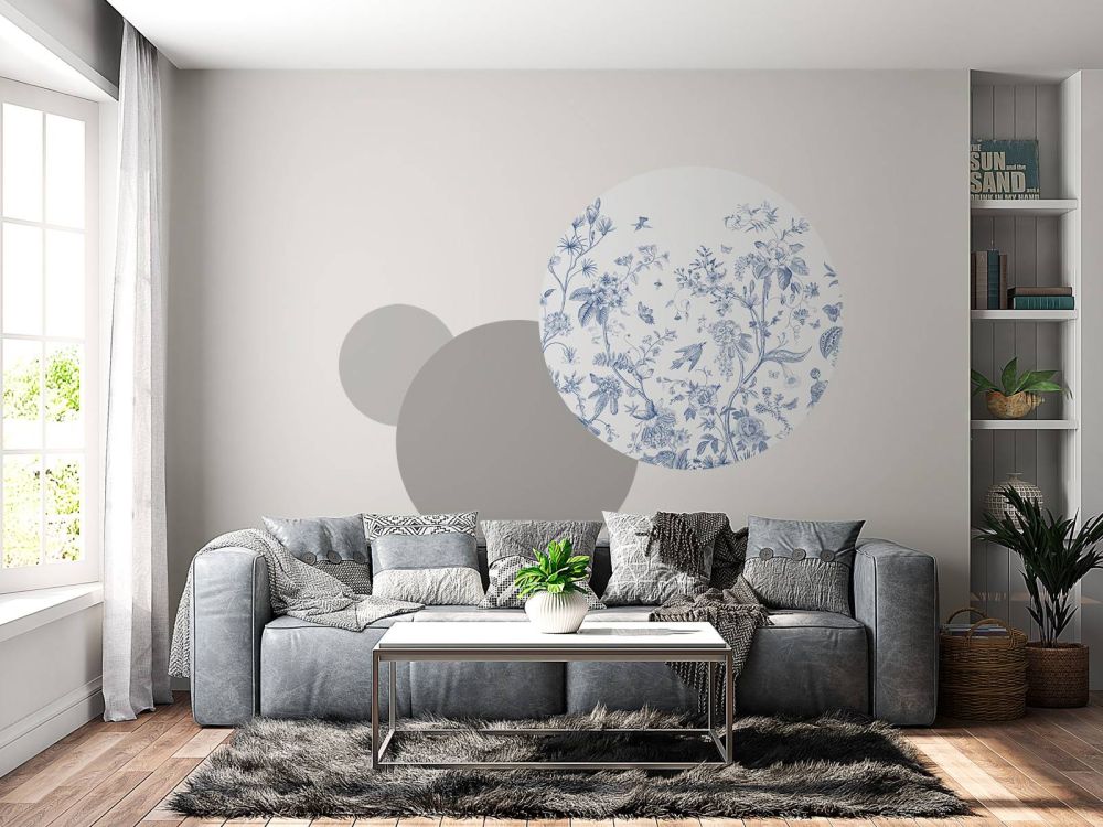 Bloemen illustratie, blauw-wit