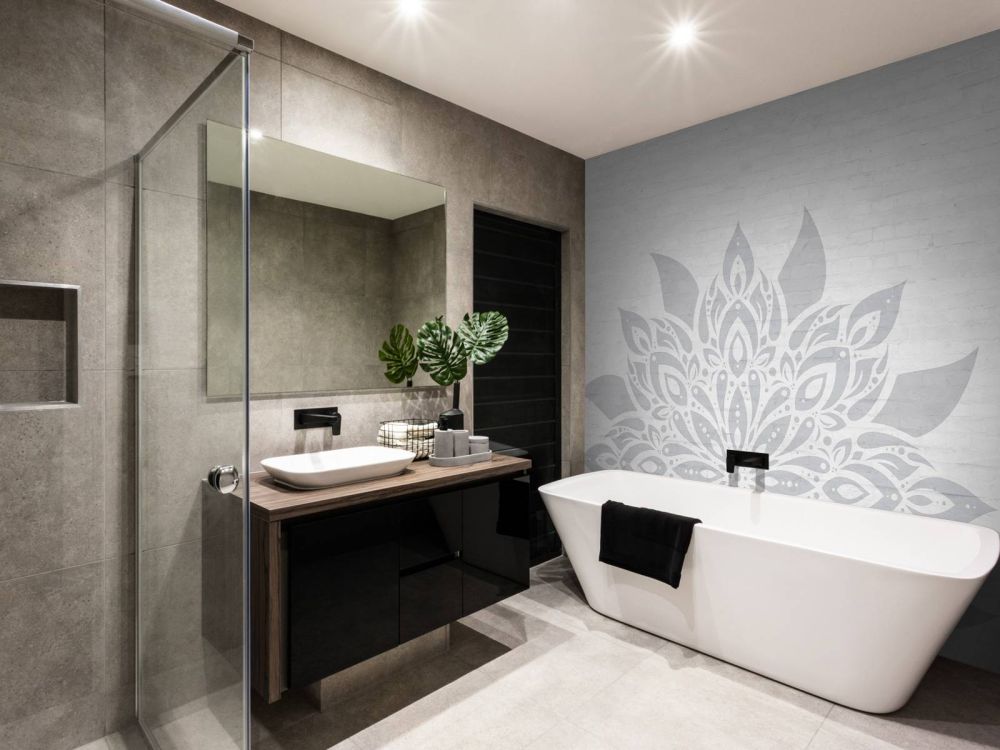 Lichtgrijze Mandala Op Baksteen