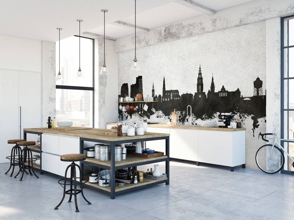Waterverf skyline, Groningen