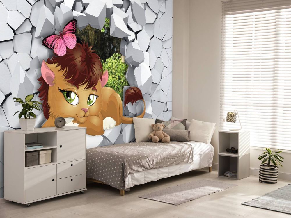 Leeuw in een muur