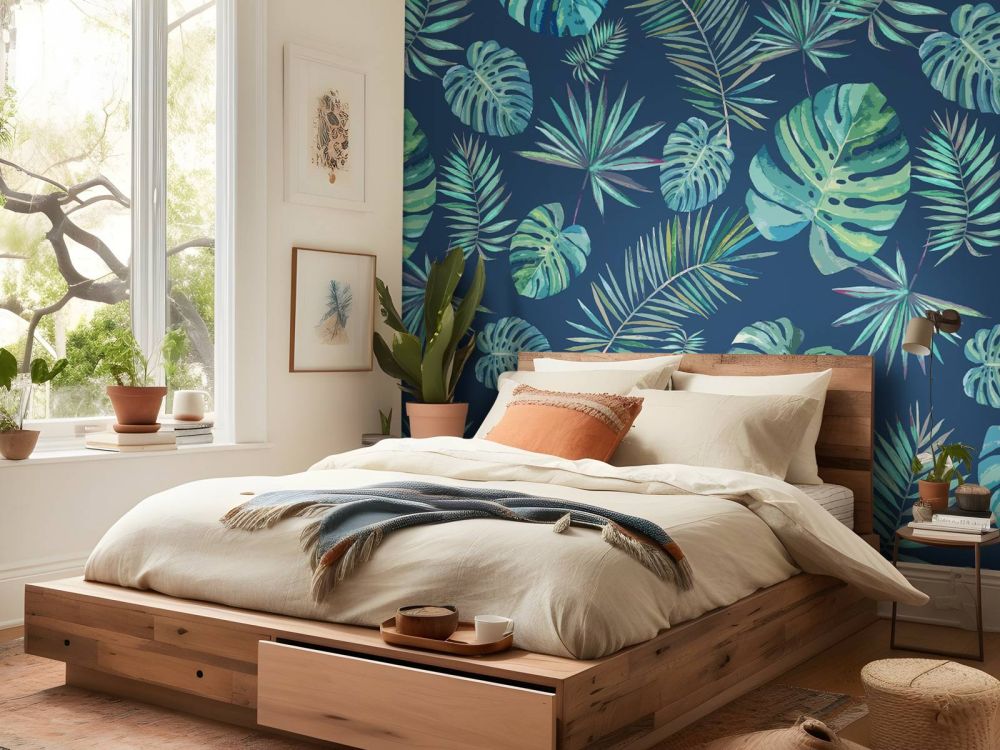 Palmbladeren en monstera