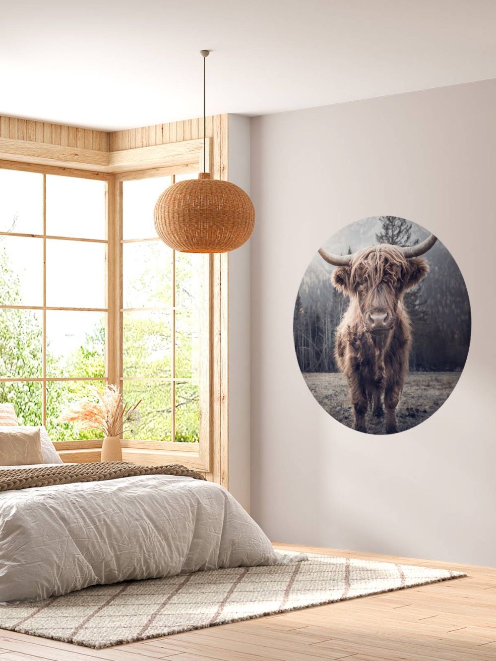 Schotse hooglander bij het bos