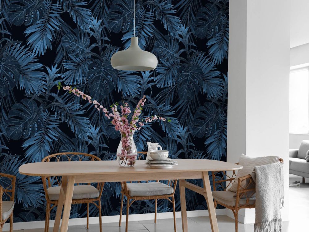 Blauwe tropische bladeren