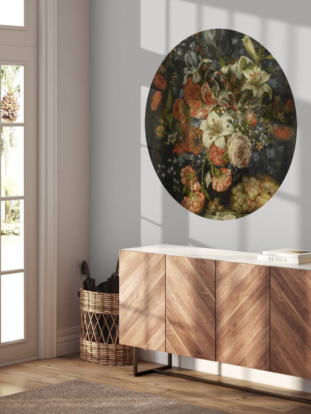 Stilleven met bloemen en vruchten