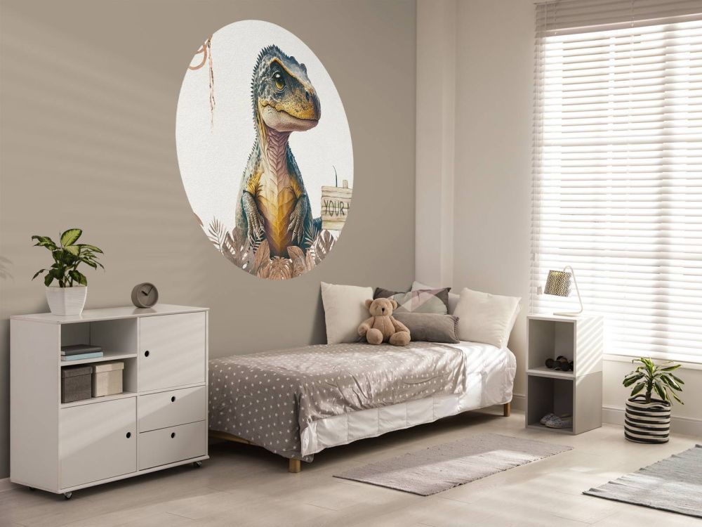Baby t-rex in de jungle taupe