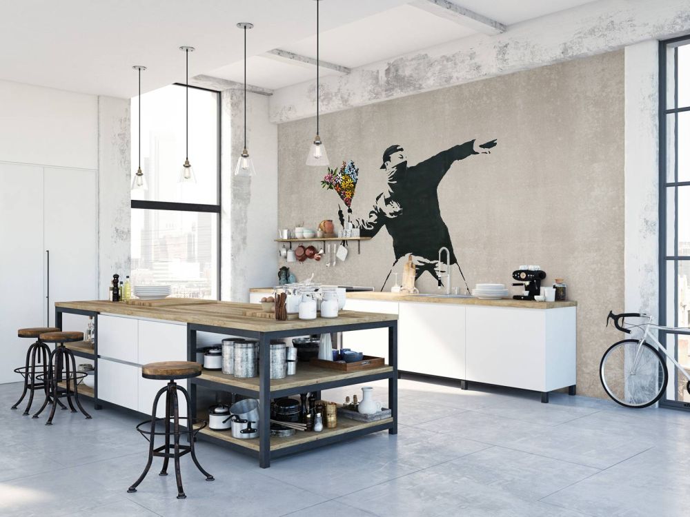 Banksy - Flower thrower, soft concrete