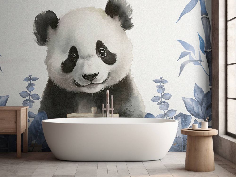 Baby panda in de jungle blauw
