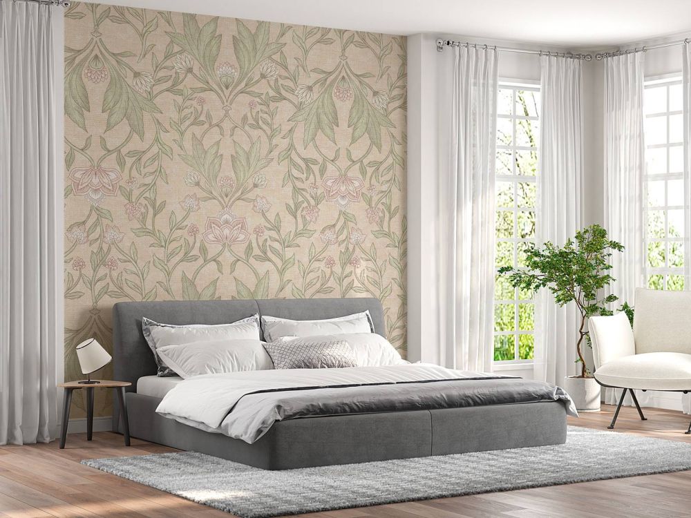 Morris bloemen damask - peach fuzz