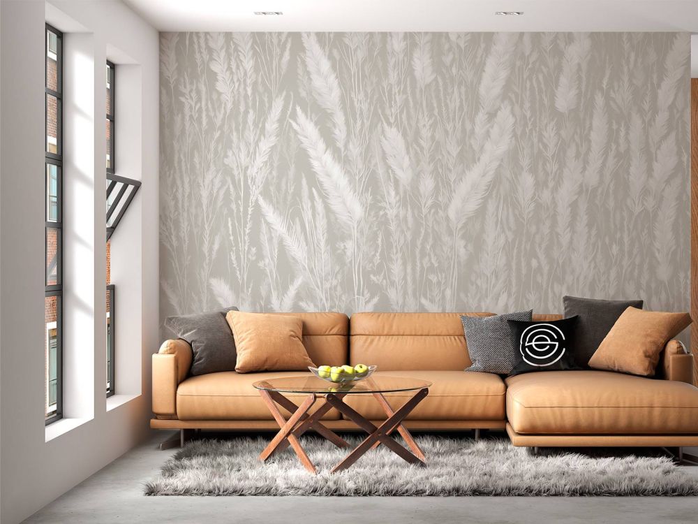 Wall of field grasses - grey