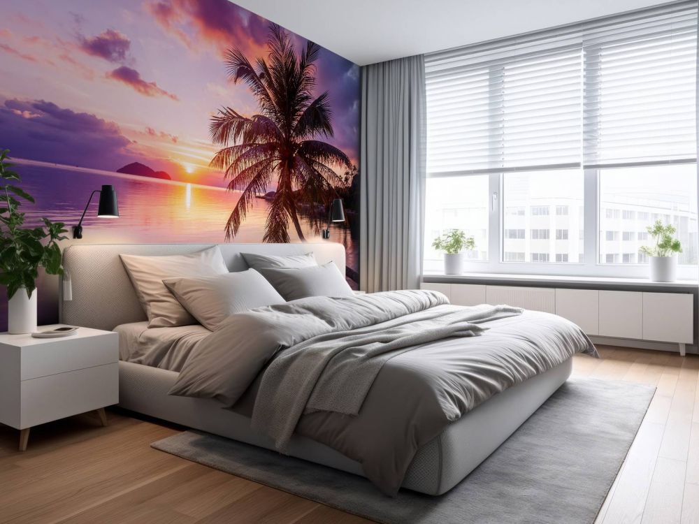 Palmboom bij een zonsondergang