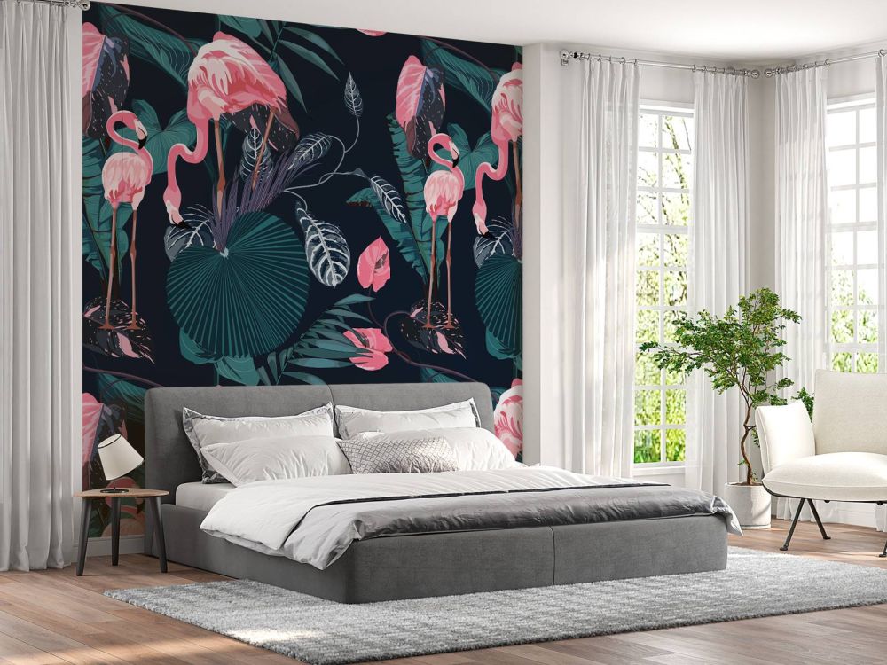 Wilde roze flamingo's