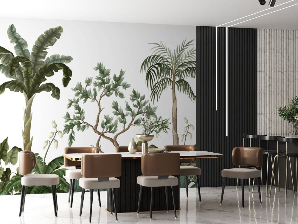 Jungle landschap met palmbomen