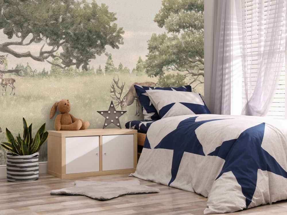 Landschap met dieren in beige