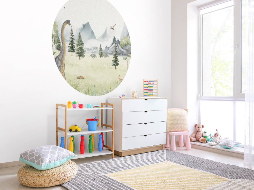 Landschap met dino's in kleur