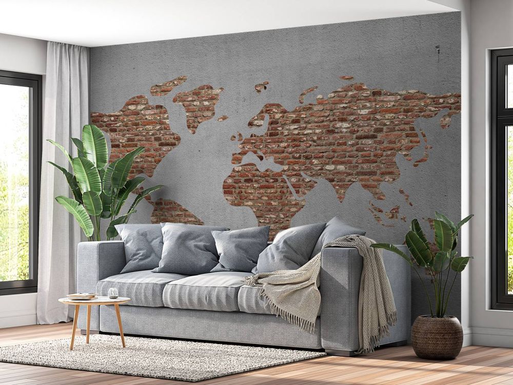 Wereldkaart met bakstenen