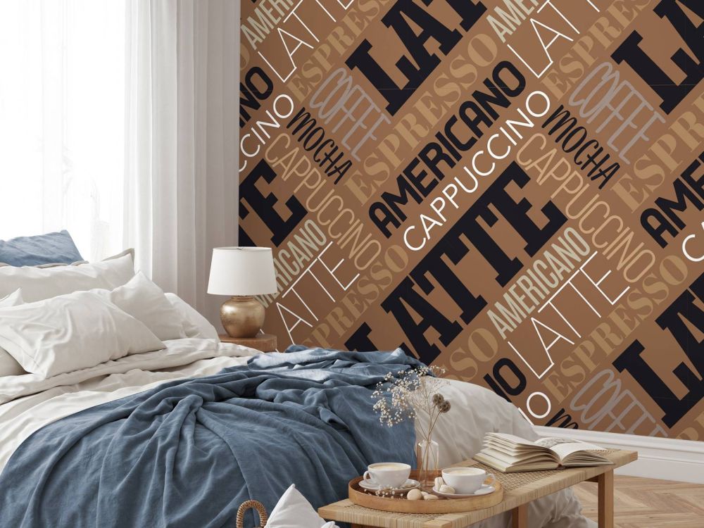Behang met koffie teksten