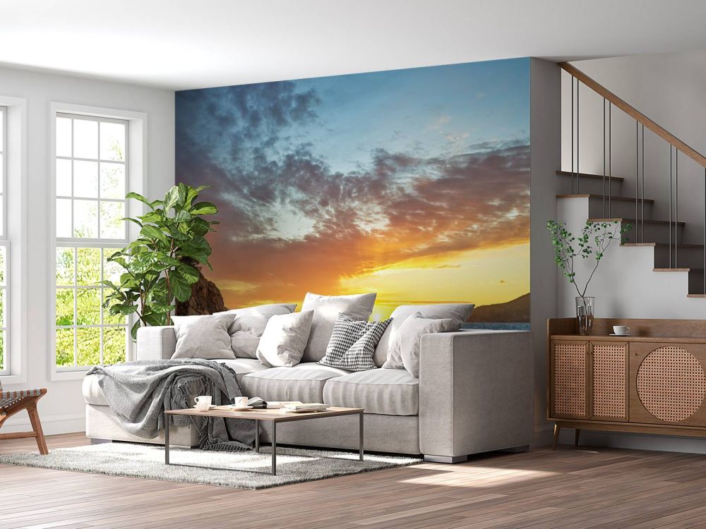 Zonsondergang op een eiland